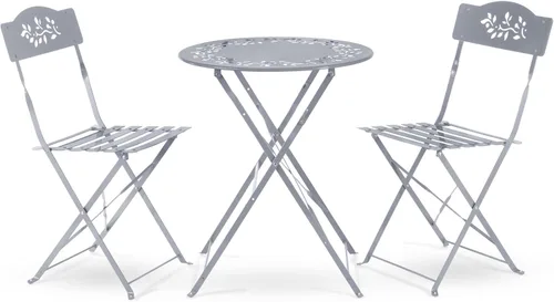 Vista 11 de Alpine, juego de mesa y sillas de metal, con 2 sillas, Azul