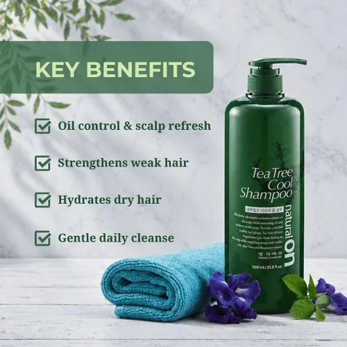 Vista 3 de Daeng Gi Meo Ri Tea Tree Cool Shampoo Cuidado del cuero cabelludo refrescante con árbol de té y aloe vera Refresca el cabello graso, hidrata