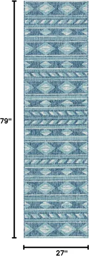 Vista 2 de SAFAVIEH Courtyard Collection CY8529 - Alfombra de pasillo de 2 pies 3 pulgadas x 6 pies 7 pulgadas, color azul marino y aguamarina CY8529