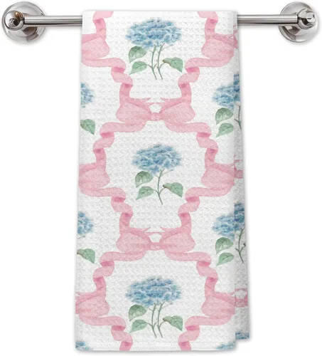 Vista 14 de Chinoiserie - Toallas de cocina florales con lazo coquette, paños de cocina florales azules y blancos para decoración de cocina, toallas de mano