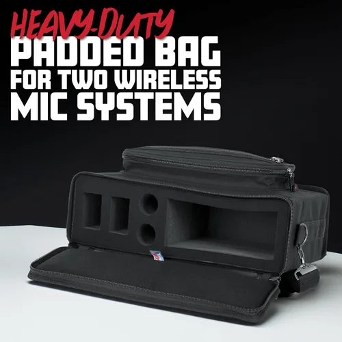 Vista 2 de Gator Cases - Bolsa acolchada para sistemas inalámbricos con correa de hombro extraíble, capacidad para un receptor, dos micrófonos y paquetes