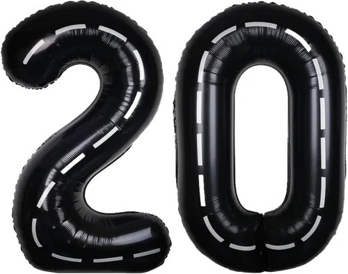 Vista 18 de Coche de carreras de 40 pulgadas, color negro, número 0, gran pista de carreras de helio, 0-9, gigante, digital, 0º papel de aluminio de Mylar