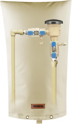 Vista 8 de Cubierta aislante de tubería para prevención de reflujo (5 °F) – Bolsa aislada para válvula de aspersor de riego – Cubierta de bomba de pozo de agua
