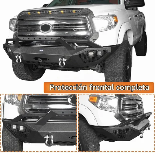 Vista 2 de Hooke Road Parachoques delantero de acero con winchi para Tundra de Toyota 2014 2015 2016 2017 2018 2019 2020 2021