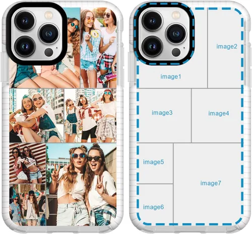 Vista 16 de Funda personalizada para iPhone 15 Pro Max personalizada con collage de múltiples imágenes, resistente a los impactos, funda protectora de TPU