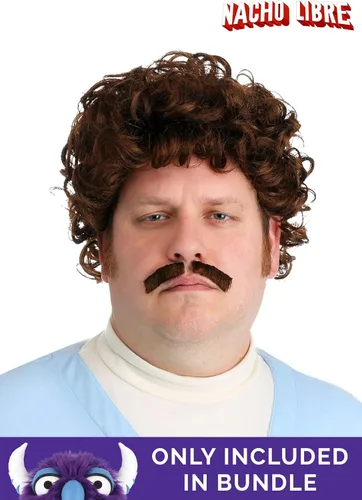 Vista 4 de Disfraz de Nacho Libre Ignacio para adultos, suéter azul claro, traje casual de Luchador, Halloween