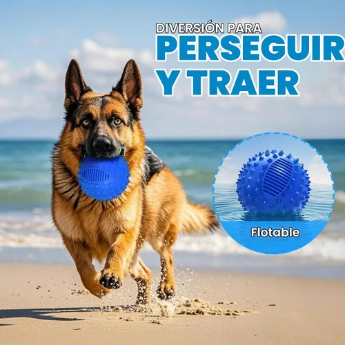 Vista 2 de petizer Bolas para Perros con Pispito de 3" para Masticadores Agresivos, Bola Estimula Mordida Duradera e Interactiva con Picos, Juguete para Azul