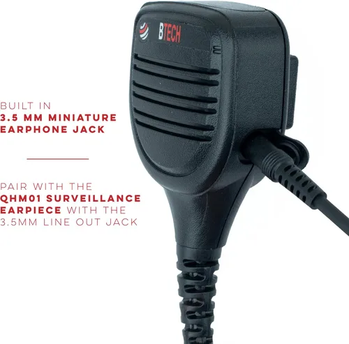 Vista 5 de BTECH QHM22 - Micrófono de altavoz IP54 resistente a la intemperie, micrófono de hombro de grado comercial premium para BAOFENG (UV-5R BF-F8HP)