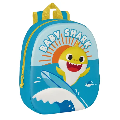 Vista 2 de Mochila Escolar Baby Shark 3D 27 x 33 x 10 cm Azul