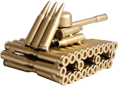 Vista 5 de Escultura de tanque del ejército con forma de casquillo de bala, gran modelo de arte decorativo, regalo para decoración del hogar, sala de estudio