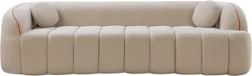Vista 4 de 98.4 "Sofá de nube comprimida con asiento profundo, sin montaje, pana, camello