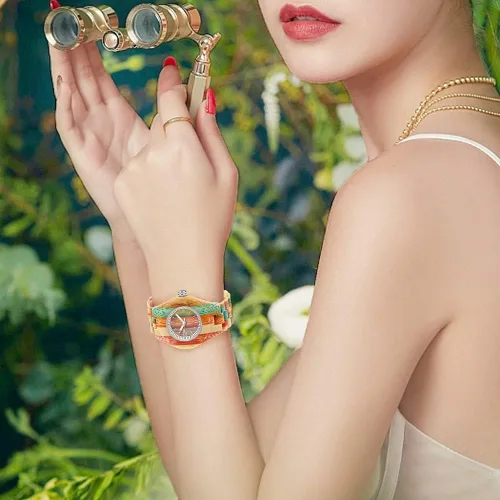 Vista 6 de Dentily Relojes de madera natural para mujer, reloj de cuarzo hecho a mano, reloj de pulsera único deportivo para mujer