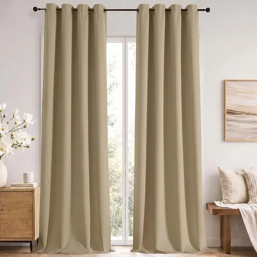 Vista 50 de Simplebrand Cortinas blancas puras de 96 pulgadas de largo para oscurecer la habitación, juego de 2 paneles para dormitorio/sala de estar, bloqueo