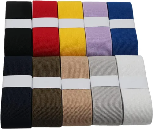Vista 22 de Banda elástica de punto negro de 1-1/2 pulgadas, 10 yardas, 1.496 in, tejido de sarga de doble cara, correas elásticas pesadas, banda elástica