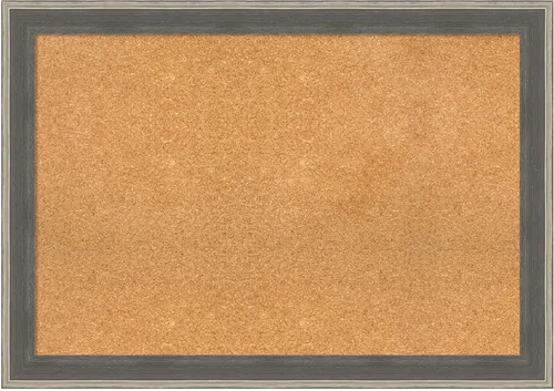 Vista 13 de Amanti Art Natural Cork Board for Wall, 18x24 Vision Board with Grey Wood Frame, Small Corkboard Office Decor for Home Organization, Country Rustic