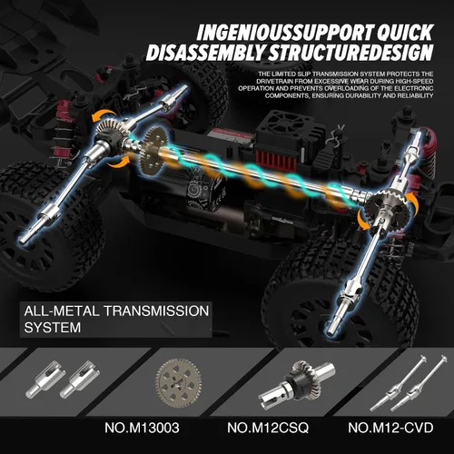 Vista 4 de Hosim Buggy RC sin escobillas para adultos y niños de 37.3 mi/h, 1/14 eléctrico de alta velocidad todo terreno, camiones RC Hobby 4x4 Off Road RC