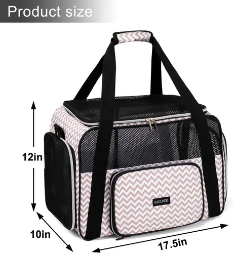 Vista 2 de BAGLHER Transportador de viaje para mascotas, transportador de perros para gatos pequeños y medianos, perros, cachorros, aprobado por aerolíneas