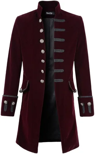 Vista 3 de Chamarra de hábito de estilo victoriano, steampunk y gótico de terciopelo para hombre