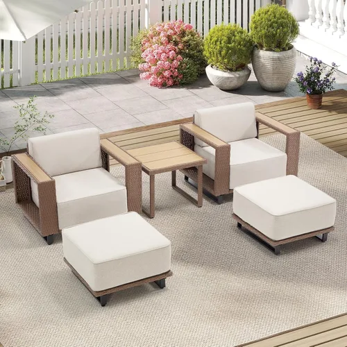 Vista 12 de Bonzy Home Patio sofá de 3 plazas, sofá seccional al aire libre de mimbre