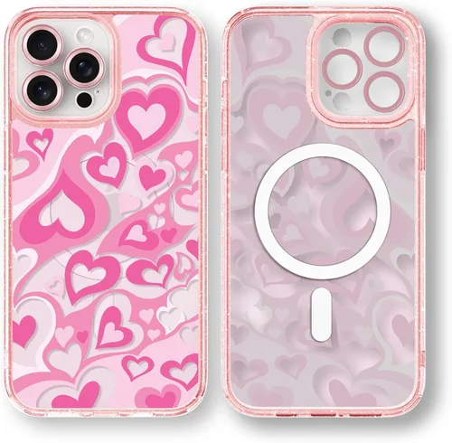 Vista 38 de Compatible para iPhone 13 Funda Bonita Estética - Funda para Teléfono Rosa con Purpurina con Protector de Cámara - Diseño de Cubierta