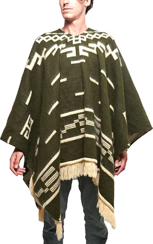 Vista 2 de DAVLINA, Clint Eastwood - Poncho de lana de alpaca estilo occidental, único y hecho a mano en Ecuador. Poncho de lana grueso, cálido y suave