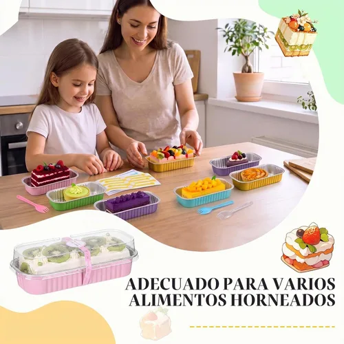 Vista 4 de LemonRoad 300 piezas de mini moldes para pan con tapa y cuchara adhesiva Varios