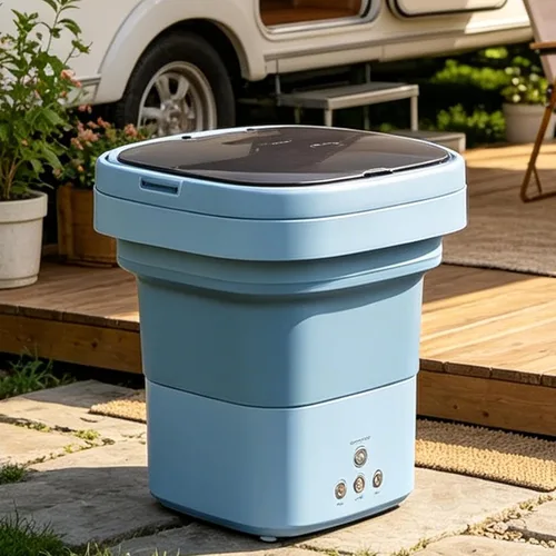 Vista 6 de Small Washer Machine - 6 Liter Foldable Quiet Washer Mini Laundry Machine With A Drain Basket For Apartment Dorm House Travel Camping Laundry