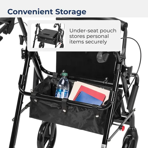 Vista 7 de Drive Medical 795BK Duet Silla de Transporte Plegable y Andador, Negro El combo de silla de ruedas y andador con ruedas plegable Duet ofrece un