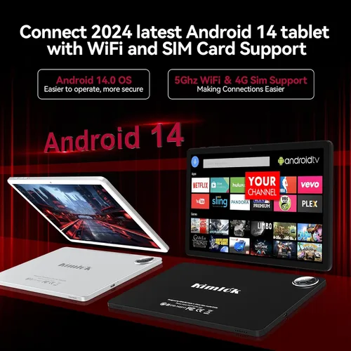 Vista 6 de 2026 Última tableta de 11 pulgadas, tabletas Android 14 con 16 GB de RAM 128 GB ROM 1TB Expand, tableta 4G dual con teclado para T-Mobile, batería