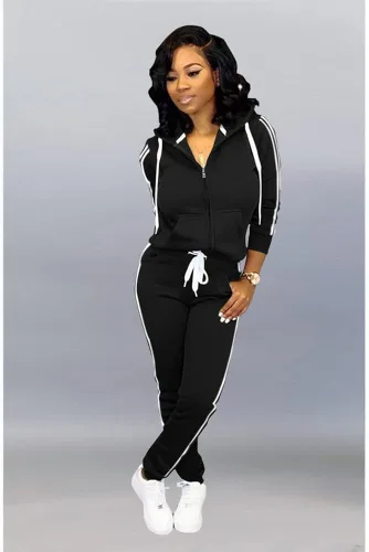 Vista 4 de TOPSRANI Conjunto de dos piezas para mujer conjunto de sudadera con capucha y pantalones deportivos a juego