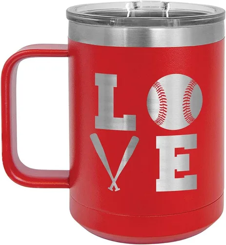 Vista 7 de BASEBALL LOVE CUADRADO Negro 15 oz taza de café w/tapa superior deslizante Taza de café de viaje aislado Ideas de regalo de cumpleaños o Navidad
