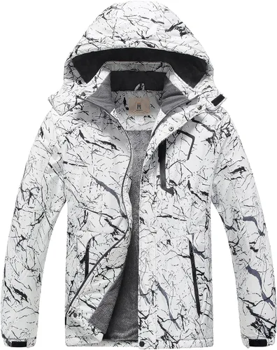 Vista 12 de CREATMO US Chaqueta de esquí impermeable de montaña para hombre, resistente al viento, abrigo de invierno cálido para snowboard