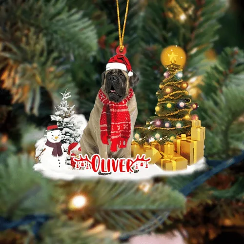 Vista 6 de NAZENTI Adorno personalizado de gato abisinio con árbol de pino, adorno de Navidad personalizado para perros amantes de las mascotas, colgante