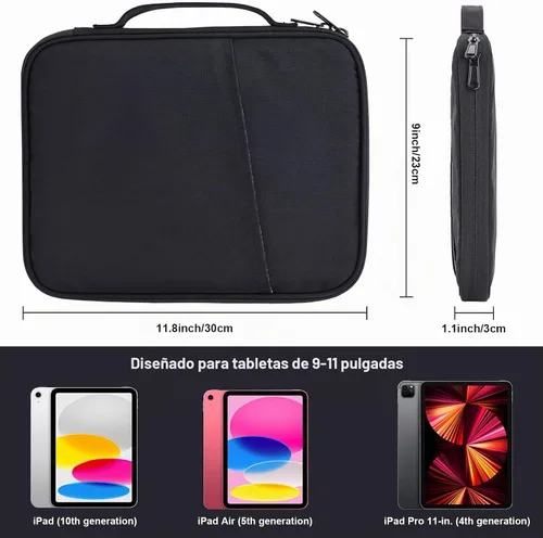 Vista 2 de Funda de transporte para iPad de 9 a 11 pulgadas, bolsa acolchada para tableta de viaje para iPad Pro de 11 pulgadas (M4), iPad 10.9