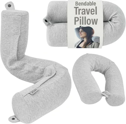 Vista 13 de Dot&Dot Almohada de viaje de espuma viscoelástica para aviones - Almohada de viaje para dormir - Almohada de avión para soporte cervical - Almohada