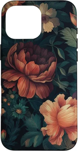 Vista 19 de Vintage Dark Flower Pattern Moody Floral Case for iPhone 17