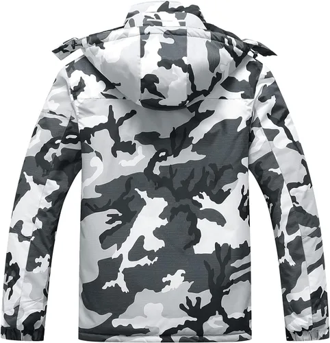 Vista 2 de Chaqueta de esquí impermeable con capucha para hombre, abrigo cálido de nieve para el invierno