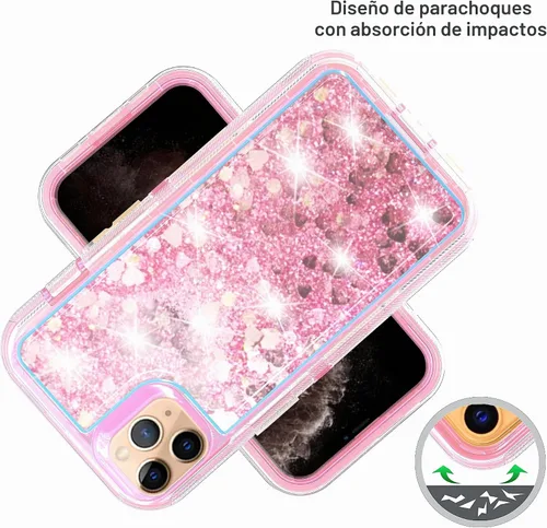 Vista 5 de Asuwish Funda de teléfono para iPhone 11 Pro 5.8 con protector de pantalla, brillante, líquido, transparente, híbrida, a prueba de golpes, grado