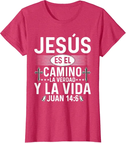 Vista 9 de Camisetas Cristianas en español Versículos Biblia Juan 14:6 Camiseta, Negro, S