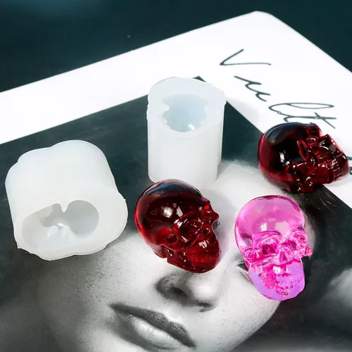 Vista 7 de Molde de resina DIY Artesanía Pulsera Colgante Molde de Silicona Hecho a Mano Cráneo para Cabeza para Llavero Molde de Fundición de Resina Artesanía