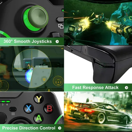 Vista 6 de Control inalámbrico para Xbox One, PC Gamepad con adaptador inalámbrico de 2.4 GHZ compatible con Xbox OneOne SOne XWindows 7810