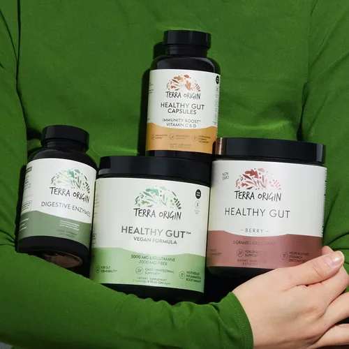 Vista 3 de Fórmula vegana intestinal saludable con L-glutamina e ingredientes clínicamente probados Apoya la permeabilidad intestinal, apoyo