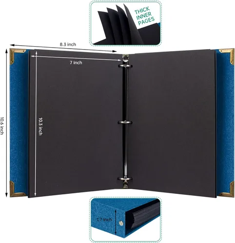 Vista 3 de AIOR Álbum de fotos, álbum de recortes, 60 páginas, tapa dura, 11 x 8.3 pulgadas, álbum de recortes con kit de álbumes de recortes de bricolaje, 3