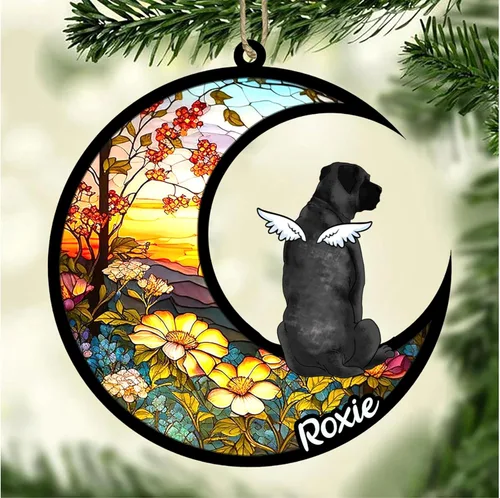 Vista 8 de LOVELYPOD Adorno de Navidad personalizado para perro Basset Hound (marrón) Basset Hound (marrón) adorno para atrapasoles de perro, razas de perros
