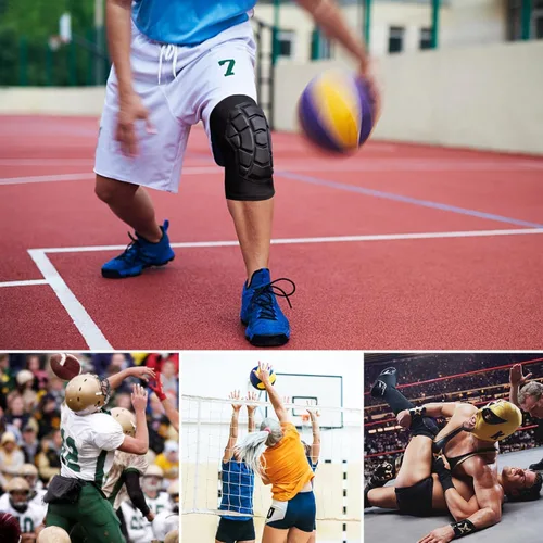 Vista 5 de COOLOMG Rodilleras protectoras para lucha libre, baloncesto, fútbol, voleibol, jóvenes, niños y adultos, rodilleras de compresión, color negro, XS