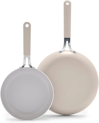 Vista 9 de GreenLife Juego de 2 sartenes de cerámica antiadherente de 8 y 10 pulgadas, sartenes ligeras y saludables sin PFAS, aptas para lavavajillas y horno