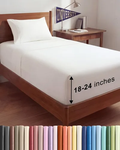 Vista 114 de Sábanas individuales de bolsillo extra profundo, sábanas transpirables y refrescantes de 3 piezas, juego de sábanas de lujo para hotel, suaves, sin