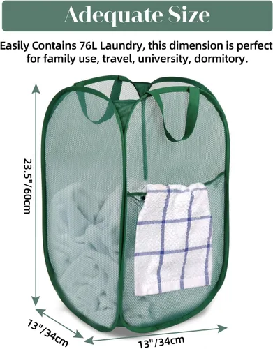 Vista 5 de Cestas plegables duraderas para lavandería, cesta desplegable resistente a desgarros para lavandería, cesta de ropa plegable con asas de transporte