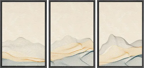 Vista 151 de SIGNWIN Lienzo enmarcado para pared, juego de arte tranquilo con reflejo de lago, acuarela, montaña y agua, ilustraciones modernas, arte abstracto