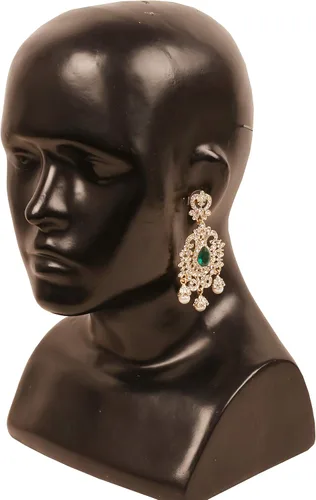 Vista 5 de Touchstone Aretes colgantes de filigrana fina india de Bollywood Royal para mujer.